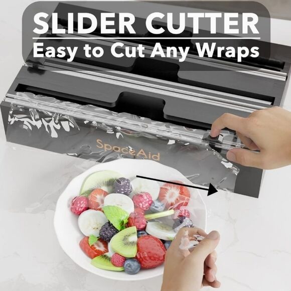 🩵NIB Black Bamboo Kitchen Wrap Cutter & Drawer Organizer - Picture 3 of 12